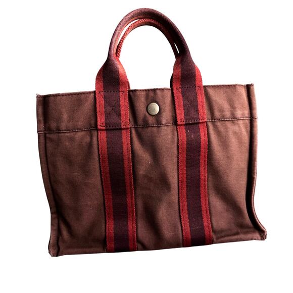 Authentic Vintage Hermes Canvas Herline PM Small Tote - Picture 1 of 16